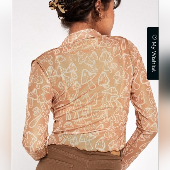 Motel Rocks Keyla Shirt In Tan Mushroom size Large - Picture 2 of 7